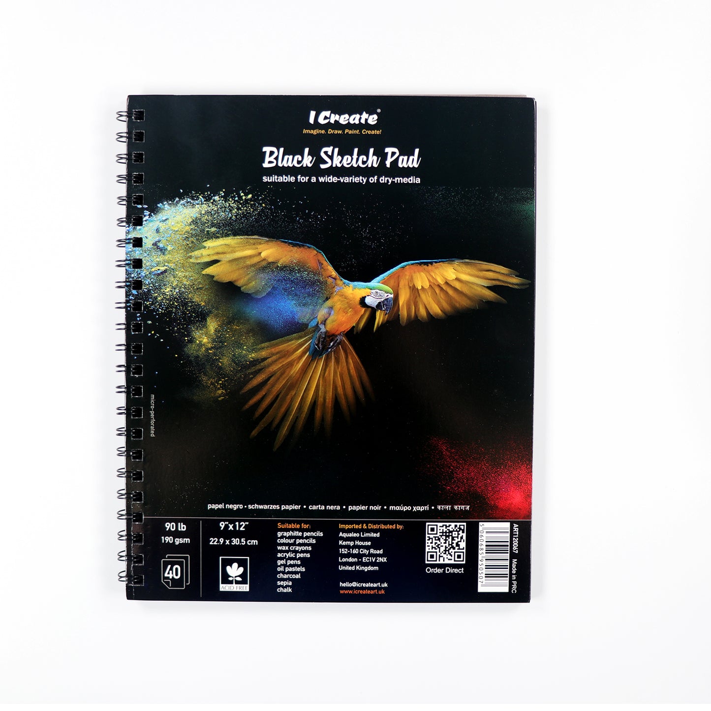 Black Sketch Pad | 9"x12", 190 gsm, 40 Sheets