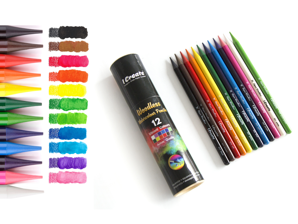 I Create set of 12 woodless watercolour pencils
