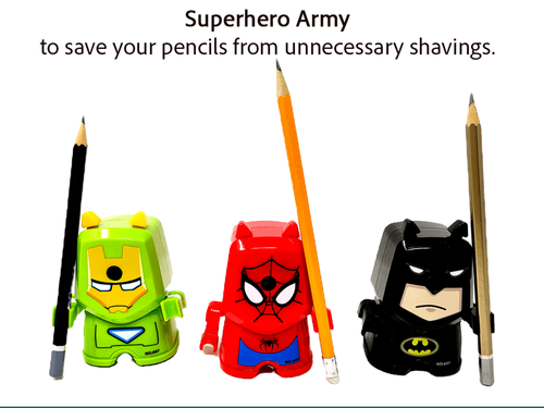 I Create super hero hand crank pencil sharpener